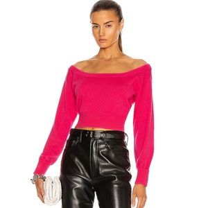 Alexander Wang hot pink sheer yoke sweater